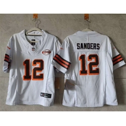 Women Cleveland Browns 12 Shedeur Sanders White 2025 Draft 1946 Collection F U S E  Stitched Jersey  Women Cleveland Browns 12 Shedeur Sanders White 2025 Draft 1946 Collection F U S E  Stitched Jersey
