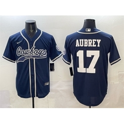 Men Dallas Cowboys 17 Brandon Aubrey Navy Cool Base Stitched Baseball Jersey Men Dallas Cowboys 17 Brandon Aubrey Navy Cool Base Stitched Baseball Jersey