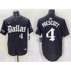 Men Dallas Cowboys 4 Dak Prescott Black  27Gothic Lone Star Edition 27 Limited Stitched Baseball Jersey Men Dallas Cowboys 4 Dak Prescott Black  27Gothic Lone Star Edition 27 Limited Stitched Baseball Jersey