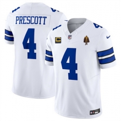 Men Dallas Cowboys 4 Dak Prescott White 2025 F U S E  With 4 star C Patch And Walter Payton Patch Vapor Limited Stitched Football Jersey Men Dallas Cowboys 4 Dak Prescott White 2025 F U S E  With 4 star C Patch And Walter Payton Patch Vapor Limited Stitched Football Jersey