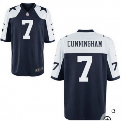 Men Dallas Cowboys Randall Cunningham #7 Navy Blue Thanksgiving Throwback Jersey