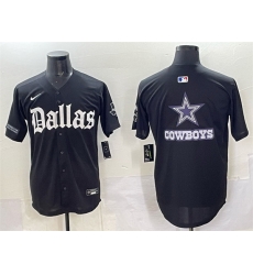 Men Dallas Cowboys Team Big Logo Black  Gothic Lone Star Edition Limited Stitched Baseball Jersey Men Dallas Cowboys Team Big Logo Black  Gothic Lone Star Edition Limited Stitched Baseball Jersey