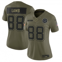 Women Dallas Cowboys 88 CeeDee Lamb Olive 2025 Salute to Service Limited Stitched Football Jersey Women Dallas Cowboys 88 CeeDee Lamb Olive 2025 Salute to Service Limited Stitched Football Jersey
