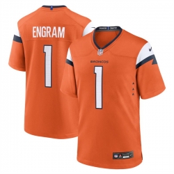 Men Denver Broncos 1 Evan Engram Orange 2025 Alternate Stitched Game Jersey Men Denver Broncos 1 Evan Engram Orange 2025 Alternate Stitched Game Jersey