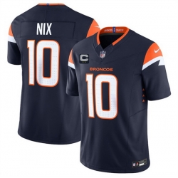 Men Denver Broncos 10 Bo Nix Navy 2025 F U S E  With 2 Star C Patch Vapor Limited Stitched Football Jersey Men Denver Broncos 10 Bo Nix Navy 2025 F U S E  With 2 Star C Patch Vapor Limited Stitched Football Jersey
