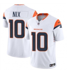 Men Denver Broncos 10 Bo Nix White 2024 Draft F U S E Vapor Limited Stitched Football Jersey