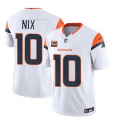 Men Denver Broncos 10 Bo Nix White 2025 F U S E  With 2 Star C Patch Vapor Limited Stitched Football Jersey Men Denver Broncos 10 Bo Nix White 2025 F U S E  With 2 Star C Patch Vapor Limited Stitched Football Jersey