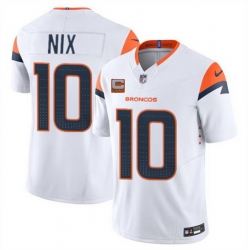 Men Denver Broncos 10 Bo Nix White 2025 F U S E  With 2 Star C Patch Vapor Limited Stitched Football Jersey Men Denver Broncos 10 Bo Nix White 2025 F U S E  With 2 Star C Patch Vapor Limited Stitched Football Jersey