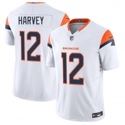 Men Denver Broncos 12 RJ Harvey White 2025 F U S E  Vapor Limited Stitched Football Jersey Men Denver Broncos 12 RJ Harvey White 2025 F U S E  Vapor Limited Stitched Football Jersey