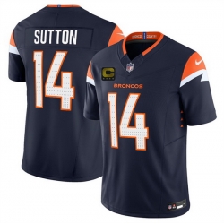 Men Denver Broncos 14 Courtland Sutton Navy 2025 F U S E  With 4 Star C Patch Vapor Limited Stitched Football Jersey Men Denver Broncos 14 Courtland Sutton Navy 2025 F U S E  With 4 Star C Patch Vapor Limited Stitched Football Jersey