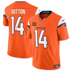 Men Denver Broncos 14 Courtland Sutton Orange 2025 F U S E  With 4 Star C Patch Vapor Limited Stitched Football Jersey Men Denver Broncos 14 Courtland Sutton Orange 2025 F U S E  With 4 Star C Patch Vapor Limited Stitched Football Jersey