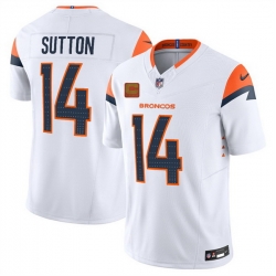 Men Denver Broncos 14 Courtland Sutton White 2025 F U S E  With 4 Star C Patch Vapor Limited Stitched Football Jersey Men Denver Broncos 14 Courtland Sutton White 2025 F U S E  With 4 Star C Patch Vapor Limited Stitched Football Jersey
