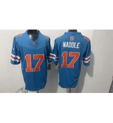 Men Denver Broncos 17 Jaylen Waddle Blue F U S E With Patch Throwback Vapor Limited Stitched Football Jersey Men Denver Broncos 17 Jaylen Waddle Blue F U S E With Patch Throwback Vapor Limited Stitched Football Jersey
