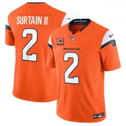 Men Denver Broncos 2 Pat Surtain II Orange 2025 F U S E  With 2 Star C Patch Vapor Limited Stitched Football Jersey Men Denver Broncos 2 Pat Surtain II Orange 2025 F U S E  With 2 Star C Patch Vapor Limited Stitched Football Jersey
