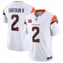 Men Denver Broncos 2 Pat Surtain II White 2025 F U S E  With 2 Star C Patch Vapor Limited Stitched Football Jersey Men Denver Broncos 2 Pat Surtain II White 2025 F U S E  With 2 Star C Patch Vapor Limited Stitched Football Jersey