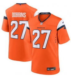 Men Denver Broncos 27 J K  Dobbins Orange 2025 Alternate Stitched Game Jersey Men Denver Broncos 27 J K  Dobbins Orange 2025 Alternate Stitched Game Jersey