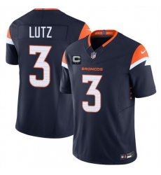 Men Denver Broncos 3 Wil Lutz Navy 2025 F U S E  With 2 Star C Patch Vapor Limited Stitched Football Jersey Men Denver Broncos 3 Wil Lutz Navy 2025 F U S E  With 2 Star C Patch Vapor Limited Stitched Football Jersey