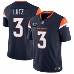 Men Denver Broncos 3 Wil Lutz Navy 2025 F U S E  With 2 Star C Patch Vapor Limited Stitched Football Jersey Men Denver Broncos 3 Wil Lutz Navy 2025 F U S E  With 2 Star C Patch Vapor Limited Stitched Football Jersey
