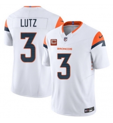 Men Denver Broncos 3 Wil Lutz White 2025 F U S E  With 2 Star C Patch Vapor Limited Stitched Football Jersey Men Denver Broncos 3 Wil Lutz White 2025 F U S E  With 2 Star C Patch Vapor Limited Stitched Football Jersey