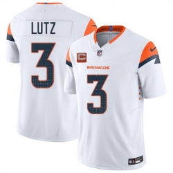 Men Denver Broncos 3 Wil Lutz White 2025 F U S E  With 2 Star C Patch Vapor Limited Stitched Football Jersey Men Denver Broncos 3 Wil Lutz White 2025 F U S E  With 2 Star C Patch Vapor Limited Stitched Football Jersey