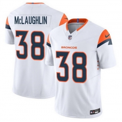 Men Denver Broncos 38 Jaleel McLaughlin White 2025 F U S E  Vapor Limited Stitched Football Jersey