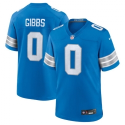 Men Detroit Lions 0 Jahmyr Gibbs Nike Blue Game Player Jerseys