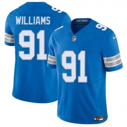 Men Detroit Lions 91 Tyleik Williams Blue 2025 F U S E  Vapor Limited Stitched Jersey Men Detroit Lions 91 Tyleik Williams Blue 2025 F U S E  Vapor Limited Stitched Jersey