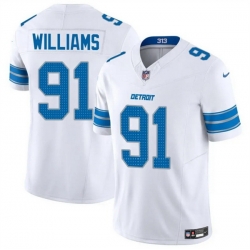 Men Detroit Lions 91 Tyleik Williams White 2025 F U S E  Vapor Limited Stitched Jersey Men Detroit Lions 91 Tyleik Williams White 2025 F U S E  Vapor Limited Stitched Jersey
