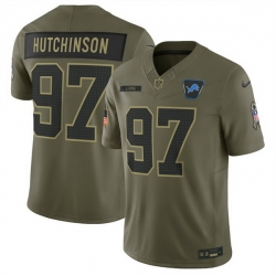 Men Detroit Lions 97 Aidan Hutchinson Olive 2025 Salute to Service Limited Stitched Football Jersey Men Detroit Lions 97 Aidan Hutchinson Olive 2025 Salute to Service Limited Stitched Football Jersey