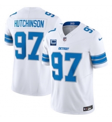 Men Detroit Lions 97 Aidan Hutchinson White 2025 F U S E  With 2 Star C Patch Vapor Limited Stitched Jersey Men Detroit Lions 97 Aidan Hutchinson White 2025 F U S E  With 2 Star C Patch Vapor Limited Stitched Jersey