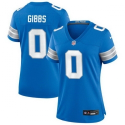 Women Detroit Lions 0 Jahymr Gibbs Blue Stitched Game Jersey Women Detroit Lions 0 Jahymr Gibbs Blue Stitched Game Jersey