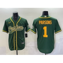 Men Green Bay Packers 1 Micah Parsons Green Cool Base Stitched Baseball Jersey Men Green Bay Packers 1 Micah Parsons Green Cool Base Stitched Baseball Jersey