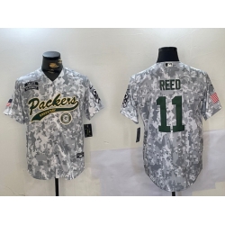 Men Green Bay Packers 11 Jayden Reed 2024 Arctic Camo Salute To Service Stitched Baseball Jersey 2