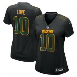 Women Green Bay Packers 10 Jordan Love Black Fashion Stitched Game Jersey Women Green Bay Packers 10 Jordan Love Black Fashion Stitched Game Jersey