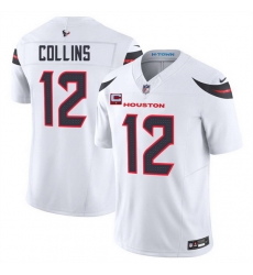 Men Houston Texans 12 Nico Collins White 2025 F U S E  With 1 Star C Patch Vapor Limited Stitched Football Jersey