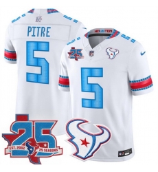 Men Houston Texans  5 Jalen Pitre White 2026 25th Anniversary Patch F U S E   HOUSTON US  Rivalries Collection Limited Stitched Football Jersey