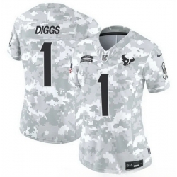 Women Houston Texans 1 Stefon Diggs 2024 F U S E Arctic Camo Salute To Service Limited Stitched Football Jersey