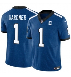 Men Indianapolis Colts 1 Sauce Gardner Blue 2025 F U S E Throwback Vapor Limited Stitched Football Jersey Men Indianapolis Colts 1 Sauce Gardner Blue 2025 F U S E Throwback Vapor Limited Stitched Football Jersey