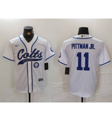 Men Indianapolis Colts 11 Michael Pittman Jr  White Cool Base Stitched Baseball Jersey 1