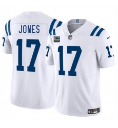Men Indianapolis Colts 17 Daniel Jones White 2025 F U S E  With 4 Star C Patch Vapor Limited Stitched Football Jersey Men Indianapolis Colts 17 Daniel Jones White 2025 F U S E  With 4 Star C Patch Vapor Limited Stitched Football Jersey
