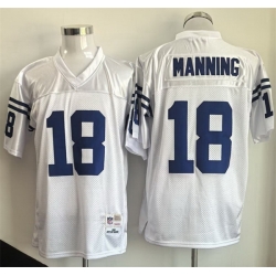 Men Indianapolis Colts 18 Peyton Manning White Throwback Stitched Football Jersey