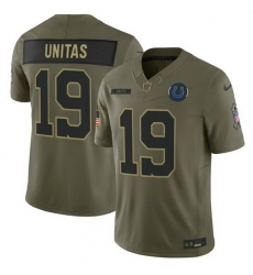 Men Indianapolis Colts 19 Johnny Unitas Olive 2025 F U S E  Salute to Service Limited Stitched Football Jersey Men Indianapolis Colts 19 Johnny Unitas Olive 2025 F U S E  Salute to Service Limited Stitched Football Jersey