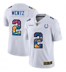 Men Indianapolis Colts 2 Carson Wentz Men White Nike Multi Color 2020 NFL Crucial Catch Limited NFL Jersey