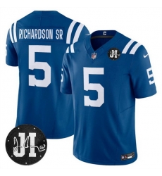 Men Indianapolis Colts 5 Anthony Richardson Blue 2025 F U S E  Jim Irsay Patch Vapor Limited Stitched Football Jersey Men Indianapolis Colts 5 Anthony Richardson Blue 2025 F U S E  Jim Irsay Patch Vapor Limited Stitched Football Jersey
