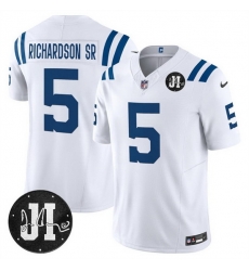 Men Indianapolis Colts 5 Anthony Richardson White 2025 F U S E  Jim Irsay Patch Vapor Limited Stitched Football Jersey Men Indianapolis Colts 5 Anthony Richardson White 2025 F U S E  Jim Irsay Patch Vapor Limited Stitched Football Jersey