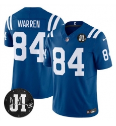 Men Indianapolis Colts 84 Tyler Warren Blue 2025 F U S E  Jim Irsay Patch Vapor Limited Stitched Football Jersey Men Indianapolis Colts 84 Tyler Warren Blue 2025 F U S E  Jim Irsay Patch Vapor Limited Stitched Football Jersey