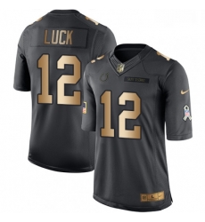 Men Nike Indianapolis Colts 12 Andrew Luck Limited BlackGold Salute to Service NFL Jersey