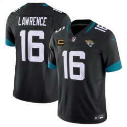 Men Jacksonville Jaguars 16 Trevor Lawrence Black 2025 With 4 Star C Patch F U S E  Vapor Limited Stitched Football Jersey Men Jacksonville Jaguars 16 Trevor Lawrence Black 2025 With 4 Star C Patch F U S E  Vapor Limited Stitched Football Jersey