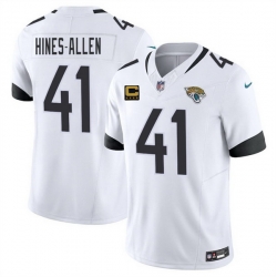 Men Jacksonville Jaguars 41 Josh Hines Allen White 2025 F U S E  With 4 Star C Patch Vapor Limited Stitched Football Jersey Men Jacksonville Jaguars 41 Josh Hines Allen White 2025 F U S E  With 4 Star C Patch Vapor Limited Stitched Football Jersey