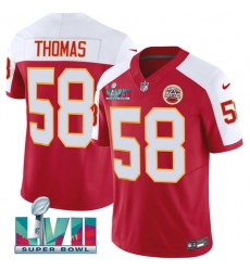 Men   Kansas City Chiefs 58 Derrick Thomas Red 2023 F U S E  With Super Bowl LVII Patch Vapor Untouchable Limited Stitched Jersey